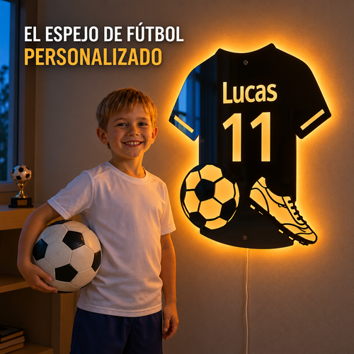 Lumi™ | Espejo LED de Fútbol Personalizado