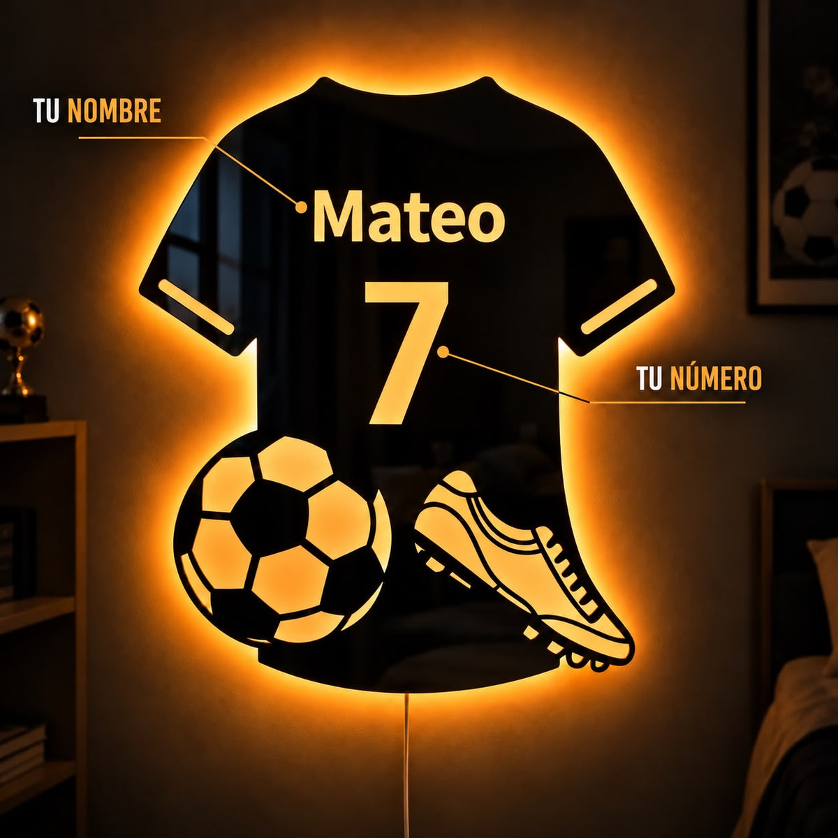 Lumi™ | Espejo LED de Fútbol Personalizado
