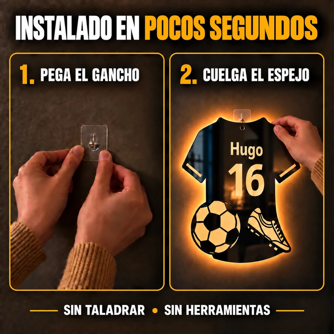 Lumi™ | Espejo LED de Fútbol Personalizado
